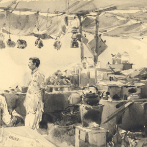 В.С.Климашин. Индия. Уличное кафе. 1952.